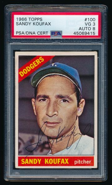 1966 Topps #100 Sandy Koufax Signed PSA 3 /8 Auto