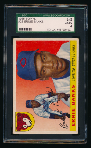 1955 Topps #28, Ernie Banks SGC 4 VGEX Great Centering and Color, No Creases