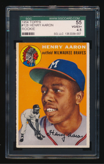 1954 Topps #128, Hank Aaron RC SGC 4.5 VGEX-EX *BLAZER*