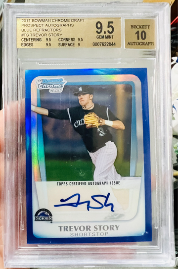 2011 Bowman 1st Chrome Trevor Story Blue Refractor /150 BGS 9.5/10
