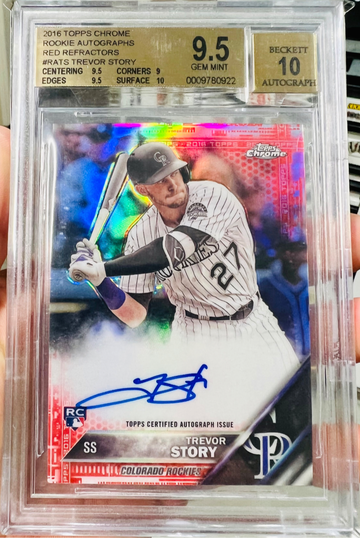 2016 Topps Chrome Trevor Story Red Auto 4/5 BGS 9.5/10