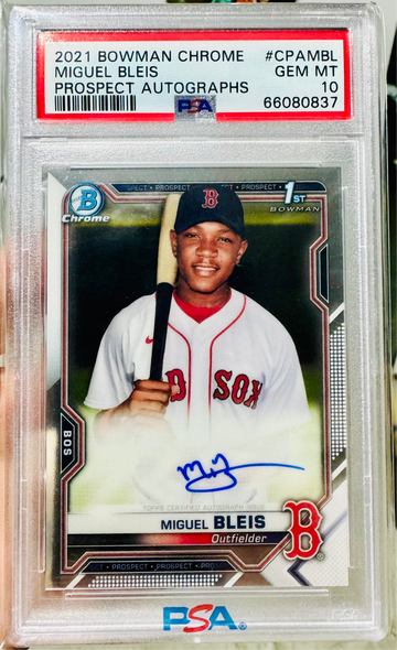 2021 1st Bowman Chrome Miguel Bleis Auto PSA 10