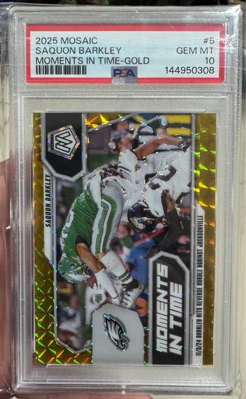2025 Mosaic Saquon Barkley Moments in time Gold 1/10