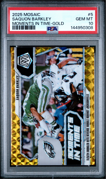 2025 Mosaic Saquon Barkley Moments in time Gold 1/10