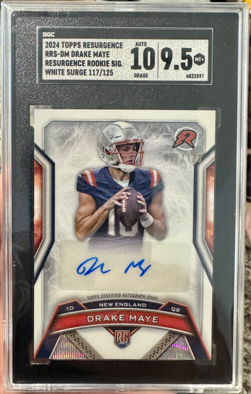 2024 Topps Resurgence Drake Maye White Surge /125 SGC 9.5 10 Auto 