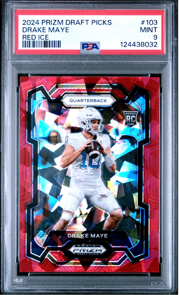 2024 Prizm Draft Picks Drake Maye Red Ice PSA 9