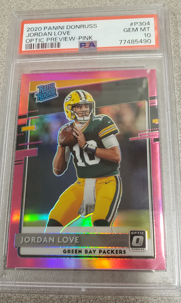 Jordan Love 2020 Donruss Optic Preview Pink Rated Rookie PSA 10