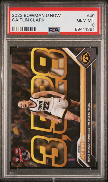 2023 Bowman U Now #49 Caitlin Clark NCAA Scoring Record PSA 10 GEM MINT