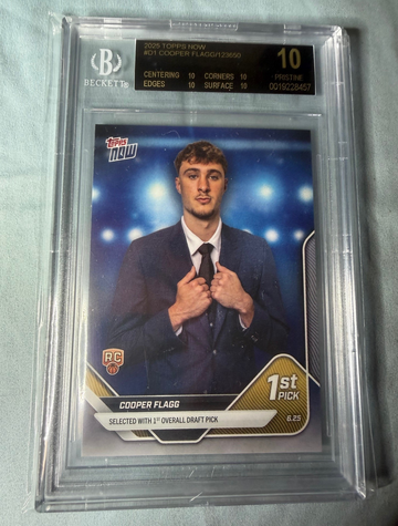 Black Label 2025 Topps Now Cooper Flagg #D1 RC Rookie 1st Pick BGS 10 Pristine 