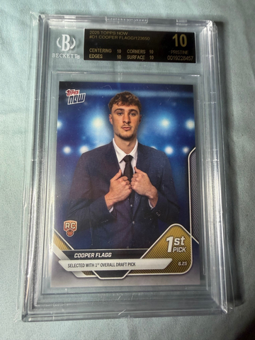 Black Label 2025 Topps Now Cooper Flagg #D1 RC Rookie 1st Pick BGS 10 Pristine 