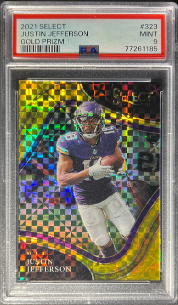 2021 Panini Select Justin Jefferson Field Level Gold Prizm PSA 9