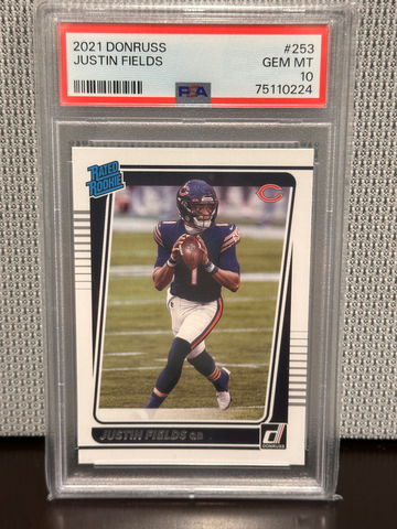 2021 Donruss Justin Fields Rookie PSA 10 Chicago Bears QB