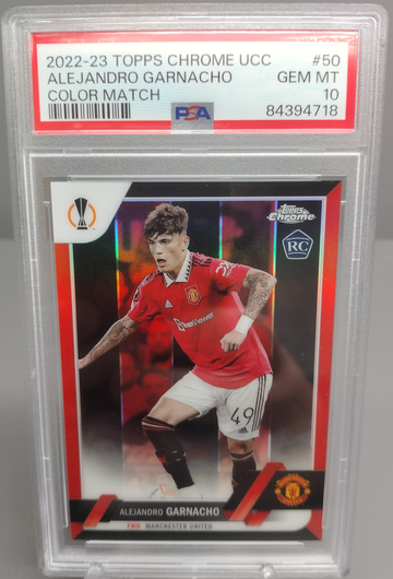 2022-23 Topps Chrome UCC Alejandro Garnacho RC Color Match /99 PSA 10