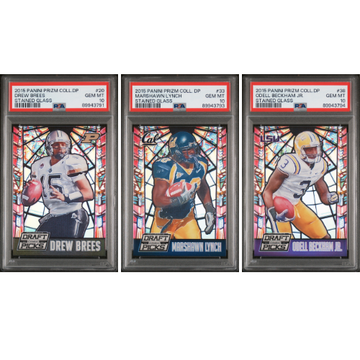 (3) 2015 Prizm Stained Glass Lot PSA 10 Brees Lynch Beckham