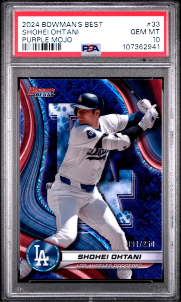 2024 Bowman’s Best Purple Mojo Refractor #33 Shohei Ohtani Dodgers /250 PSA 10