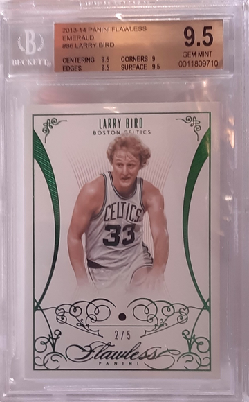 2013-14 Panini Flawless Larry Bird Encased Emerald /5 BGS 9.5