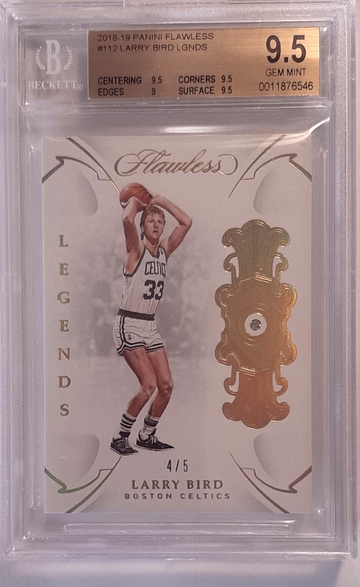 2018-19 Panini Flawless Larry Bird Legends Encased Diamond Gold /5 BGS 9.5