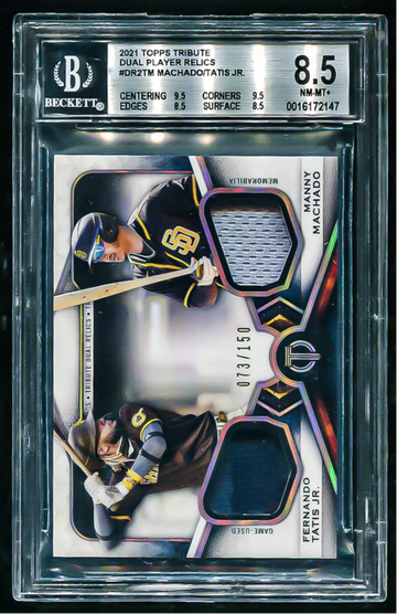 2021 Topps Tribute Fernando Tatis Manny Machado Dual Player Relics /150 BGS 8.5 POP 1