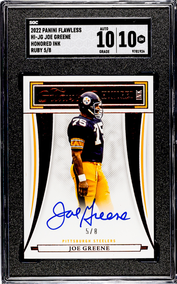 2022 Panini Flawless JOE GREENE Honored Ink Ruby Auto /8 HI-JG SGC 10/10 POP 1