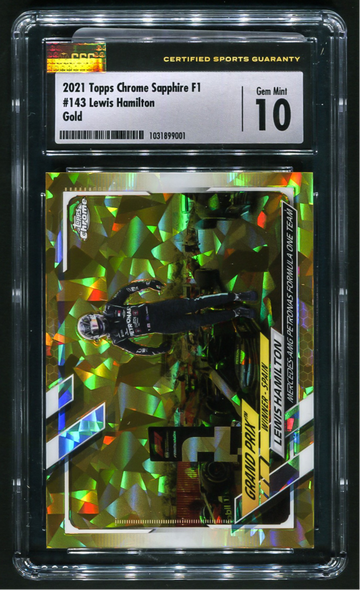 2021 TOPPS CHROME F1 #143, Lewis Hamilton, SAPPHIRE Gold /50 CSG 10 Gem Mint