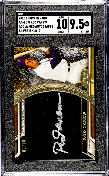 Rod Carew 2015 Topps Tier One Auto Autograph Silver Ink SP /10 SGC 9.5/10