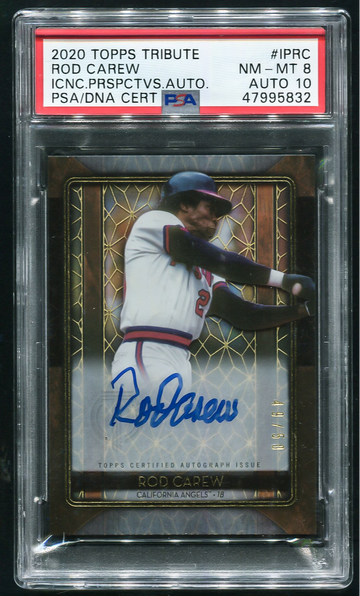 2020 Topps Tribute Rod Carew Iconic Perspectives THICK Card AUTO /50 PSA 8/10. POP 1