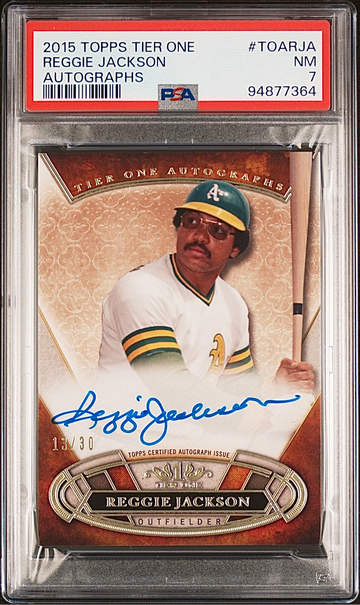 2015 Topps Tier One /30 Reggie Jackson #TOA-RJA Auto HOF PSA 7 POP 1