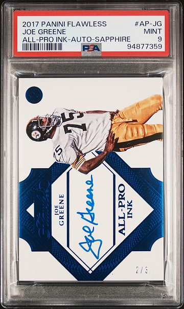 2017 Panini Flawless Joe Greene Autograph Pro Bowl Ink Sapphire Auto /3 PSA 9