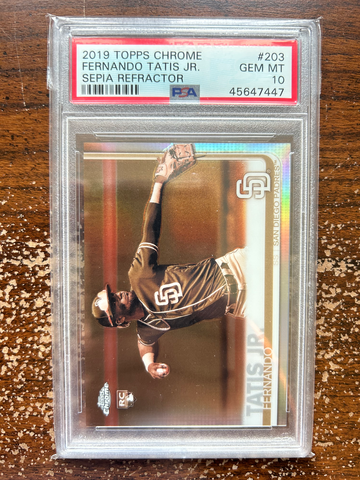 2019 Topps Chrome 203 Fernando Tatis Jr. RC Sepia Refractor PSA 10