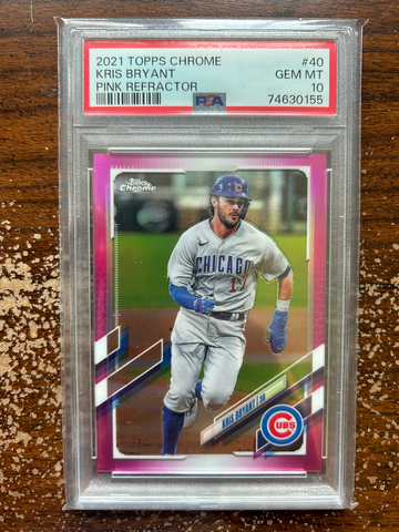 2021 Topps Chrome 40 Kris Bryant Pink Refractor PSA 10