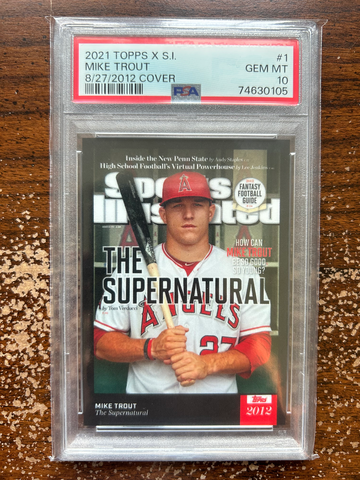 2021 Topps X Sports Illustrated 1 Mike Trout 8/27/2012 Cover PSA 10