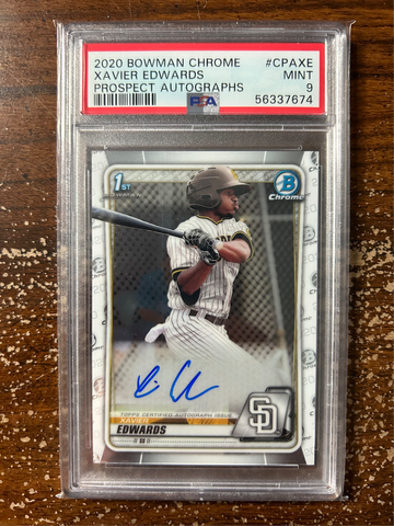 2020 Bowman Chrome CPAXE Xavier Edwards Prospect Autographs PSA 9