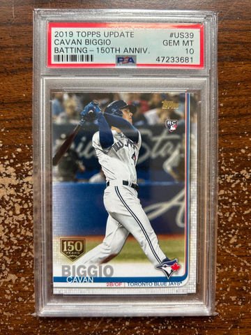 2019 Topps Update US39 Cavan Biggio RC Batting-150th Anniversary PSA 10