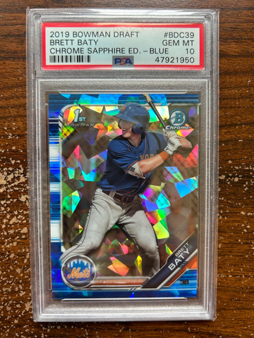 2019 Bowman Draft BDC39 Brett Baty Chrome Sapphire Edition-Blue PSA 10