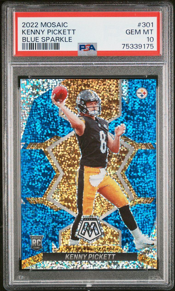 2022 Panini Mosaic 301 Kenny Pickett RC Blue Sparkle PSA 10
