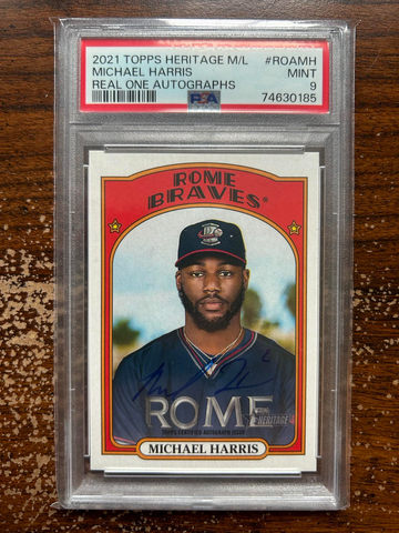 2021 Topps Heritage Minor League ROAMH Michael Harris Real One Autographs PSA 9