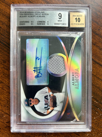2010 Bowman Sterling USAR1 Albert Almora USA Baseball Relic Autographs BGS 9 / 10