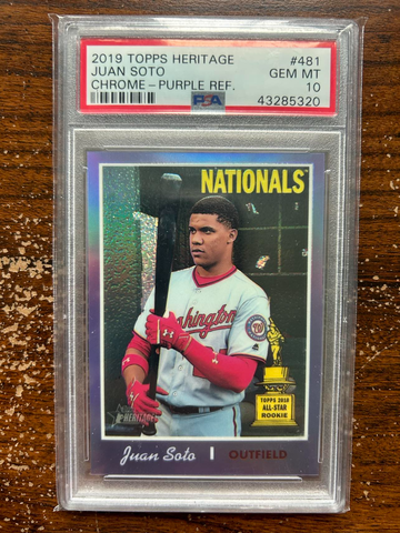 2019 Topps Heritage 481 Juan Soto Chrome-Purple Refractor PSA 10