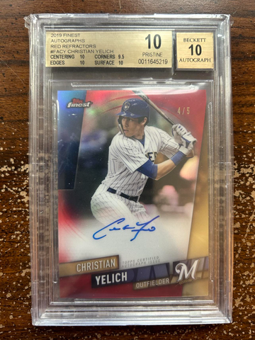 2019 Finest FACY Christian Yelich Finest Autographs-Red Refractor BGS 10 / 10