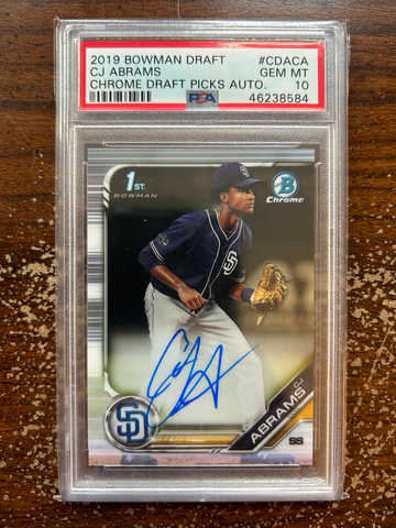 2019 Bowman Draft CDACA CJ Abrams Chrome Draft Picks Autograph PSA 10