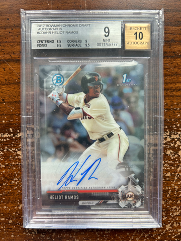 2017 Bowman Draft CDAHR Heliot Ramos Chrome Draft Picks Autographs BGS 9 / 10