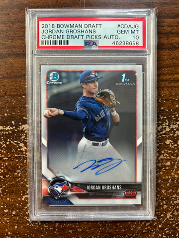 2018 Bowman Draft CDAJG Jordan Groshans Chrome Draft Picks Autograph PSA 10