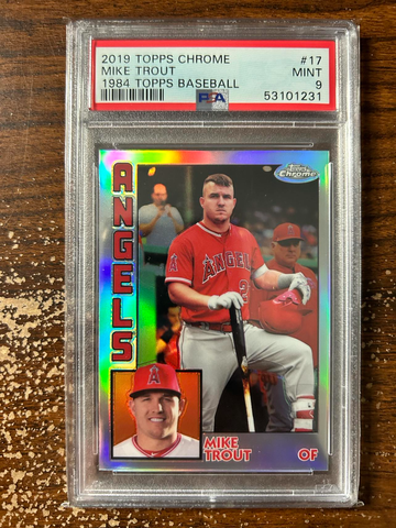 2019 Topps Chrome 17 Mike Trout 1984 Topps Baseball PSA 9