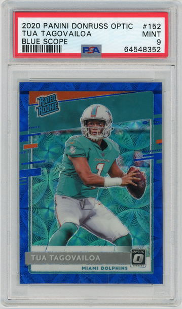 TUA TAGOVAILOA 2020 Panini Donruss Optic Blue Scope Prizm Rc #152 PSA 9