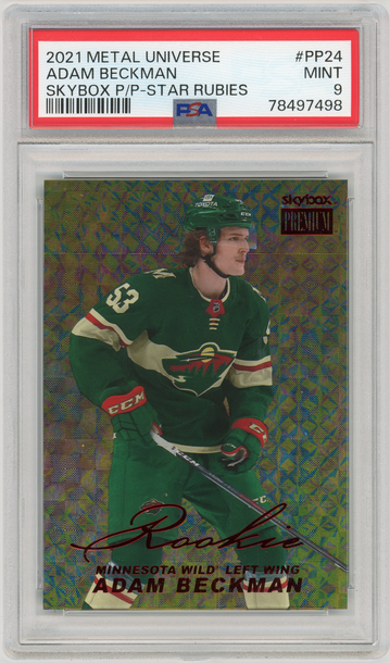 ADAM BECKMAN 2021-22 Metal Universe SkyBox Premium Prospects Star Rubies Rc #17/50 PSA 9 Pop 1