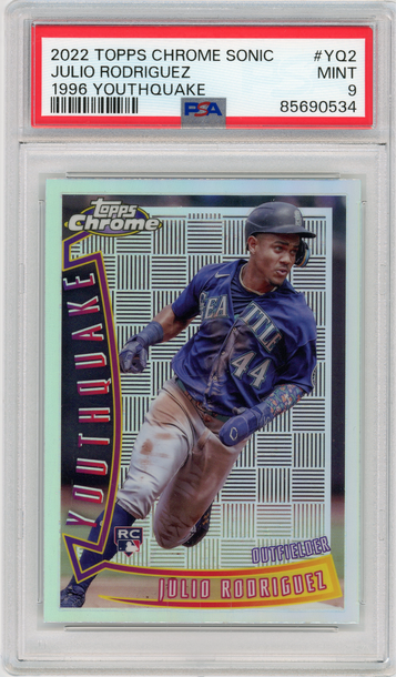 JULIO RODRIGUEZ 2022 Topps Chrome Sonic 1996 Youthquake Refractor Rc #YQ2 PSA 9