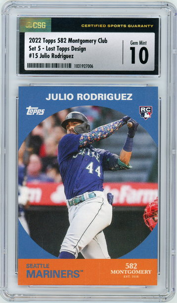 JULIO RODRIGUEZ 2022 Topps Montgomery Club Set 4 Rc #15 CSG 10
