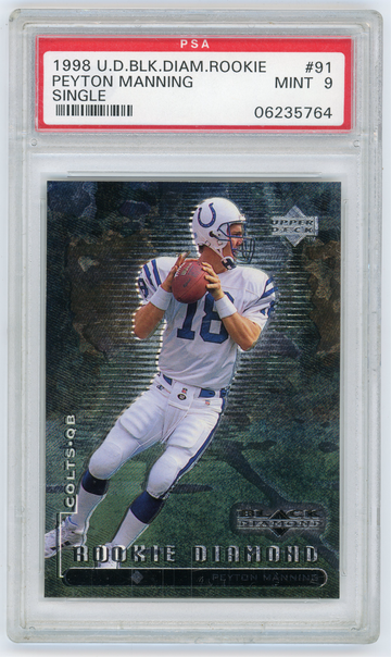 PEYTON MANNING 1998 Upper Deck Black Diamond Rc #91 PSA 9