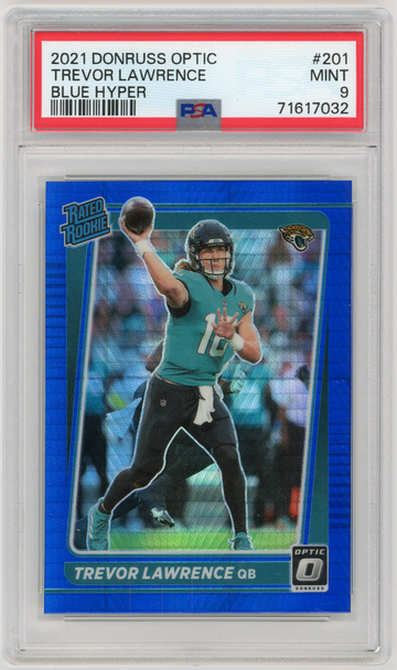TREVOR LAWRENCE 2021 Panini Donruss Optic Blue Hyper Prizm Rc #201 PSA 9