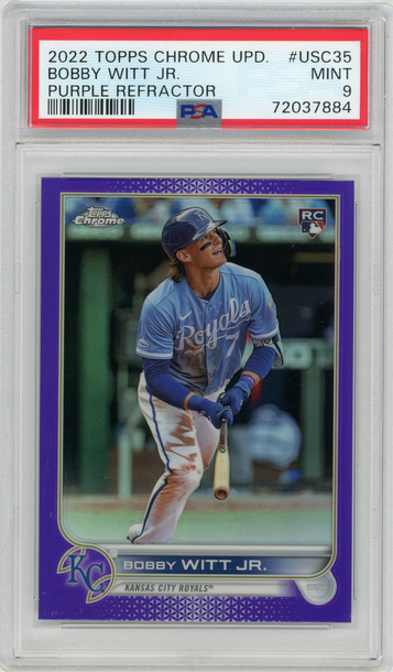 BOBBY WITT JR 2022 Topps Chrome Update Purple Refractor Rc #USC35 PSA 9